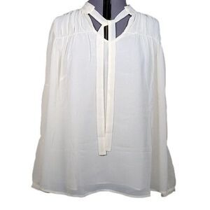 NWOT Peace Love World Chiffon Tie Neck Blouse Sz 8